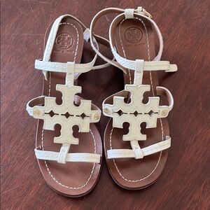 Tory Burch Cream Leather Sandals